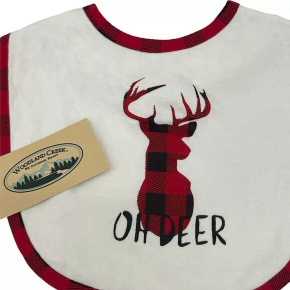 Woodland Creek 3 PC Farmhouse Style Black and Red Buffalo Check Baby Bib Set - Picture 7 of 9